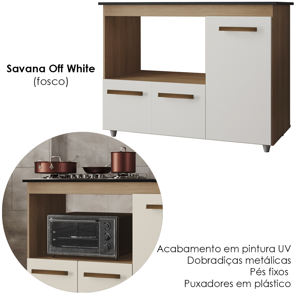 Balcao Para Cooktop 5 Bocas 114cm 9475 Savana Off White Mobbs