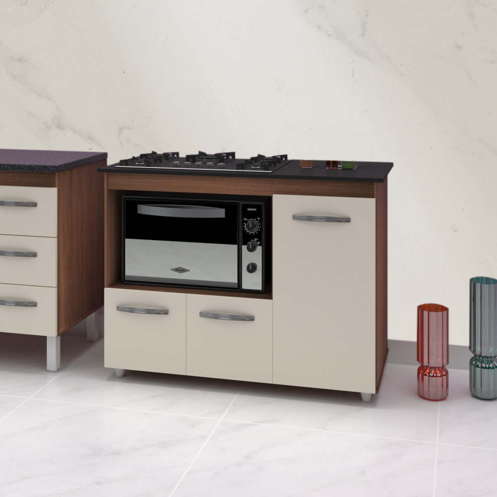 Balcao Para Cooktop 5 Bocas 114cm 9475 Savana Off White Mobbs