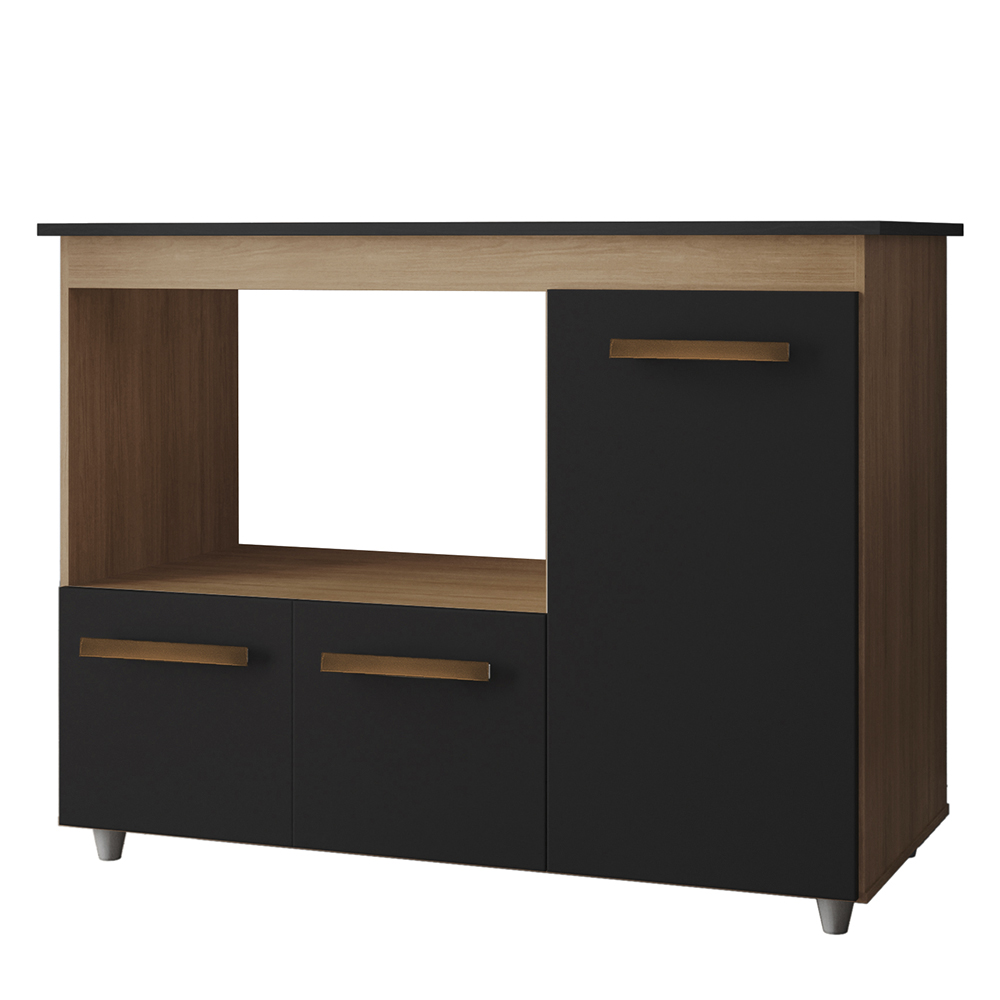 Balcao Para Cooktop 5 Bocas 114cm 9475 Savana Preto Mobbs