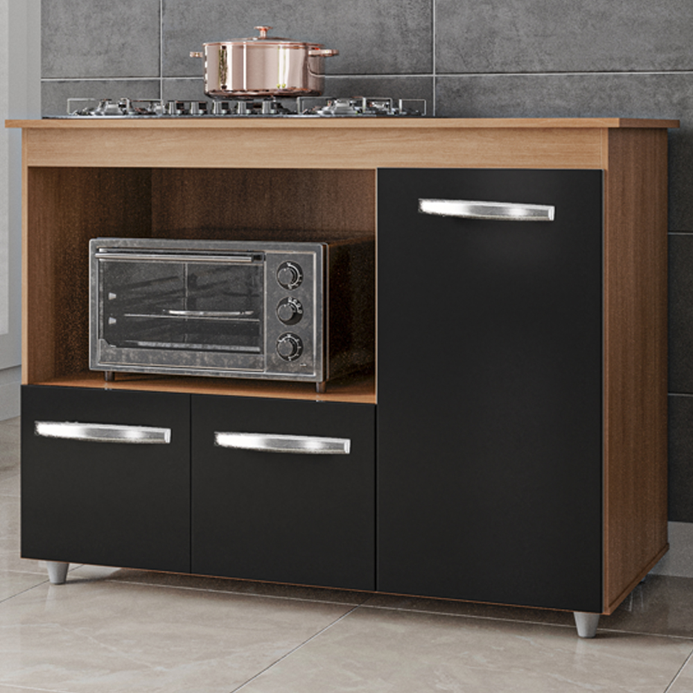 Balcao Para Cooktop 5 Bocas 114cm 9475 Savana Preto Mobbs