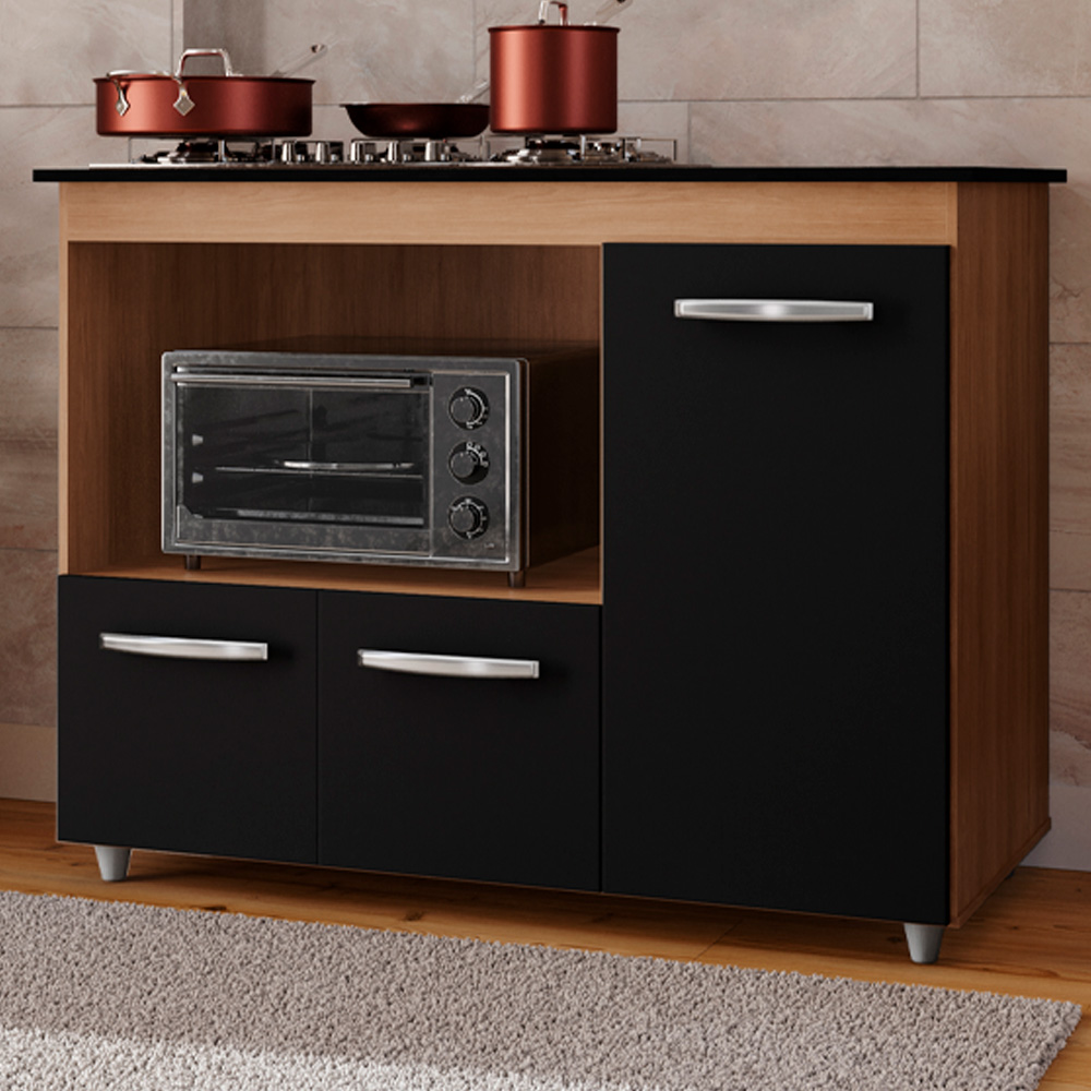 Balcao Para Cooktop 5 Bocas Ana Savana Preto Mobbs