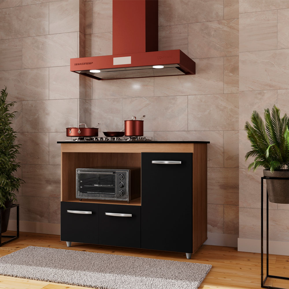 Balcao Para Cooktop 5 Bocas Ana Savana Preto Mobbs