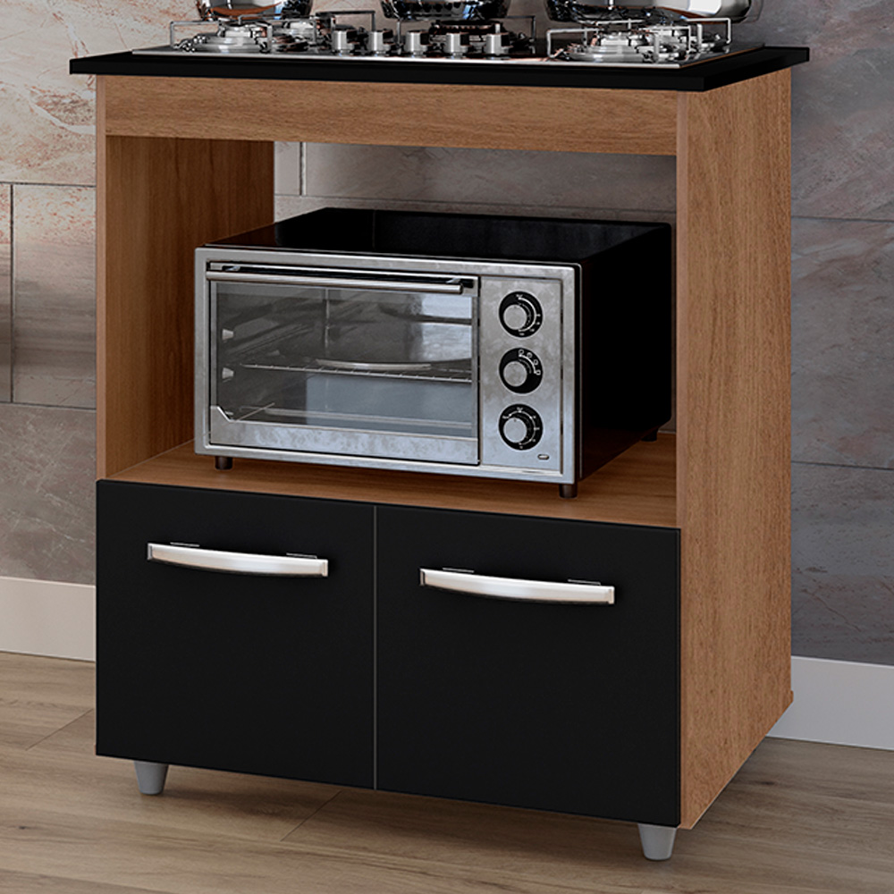 Balcao Para Cooktop 5 Bocas Elisa Mobbs cor:Savana Preto