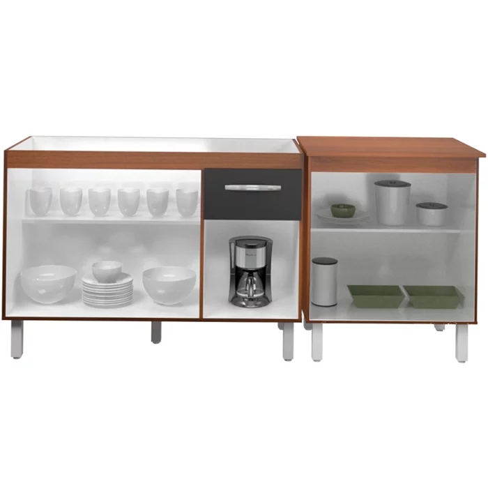 Balcao Pia 120cm e Multiuso 2 Portas 70cm Savana Preto Mobbs
