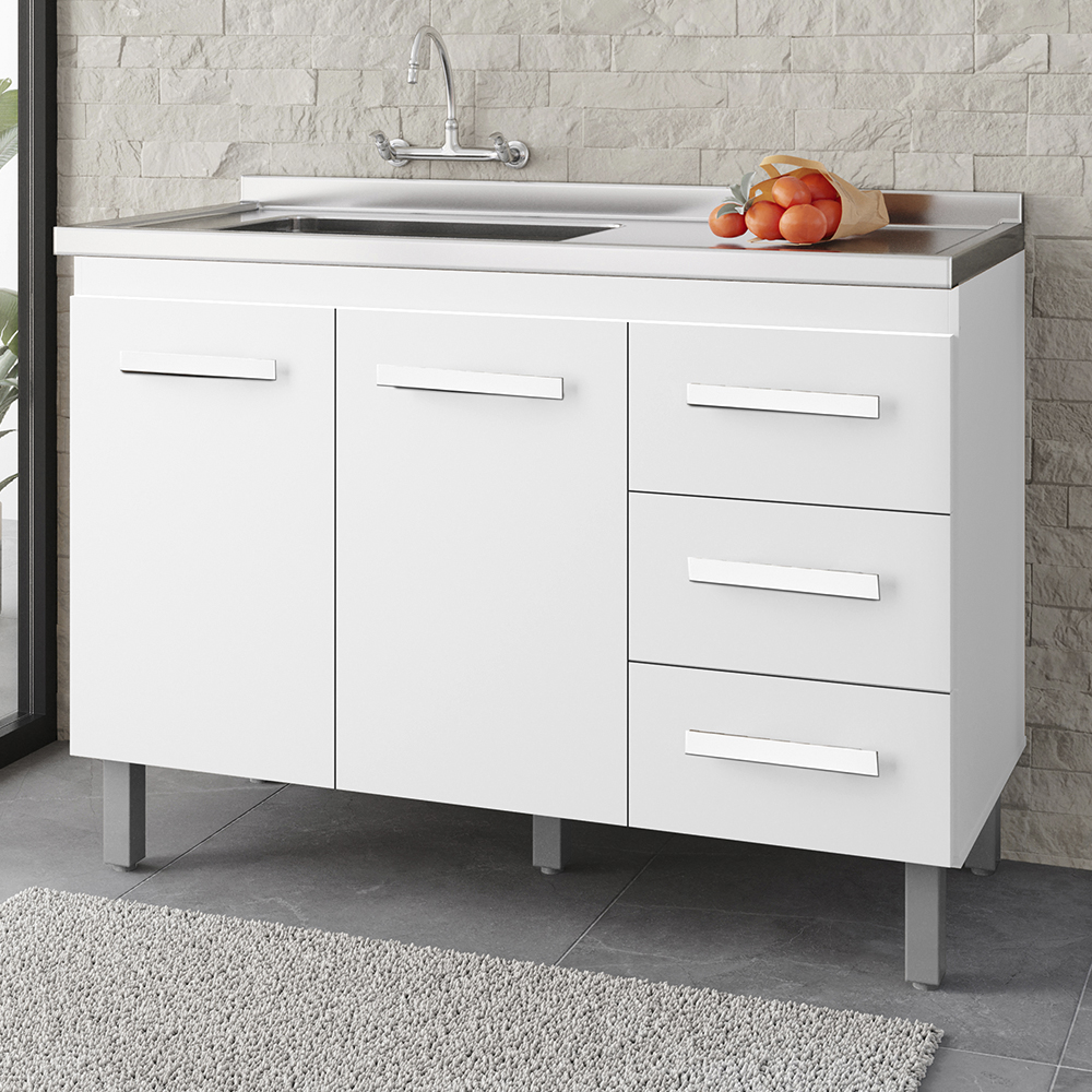 Balcao Sem Tampo Para Pia 120cm 9110 Branco Mobbs