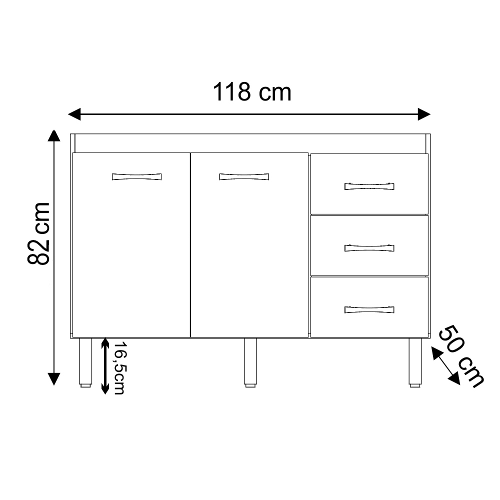 Balcao Sem Tampo Para Pia 120cm 9110 Branco Mobbs