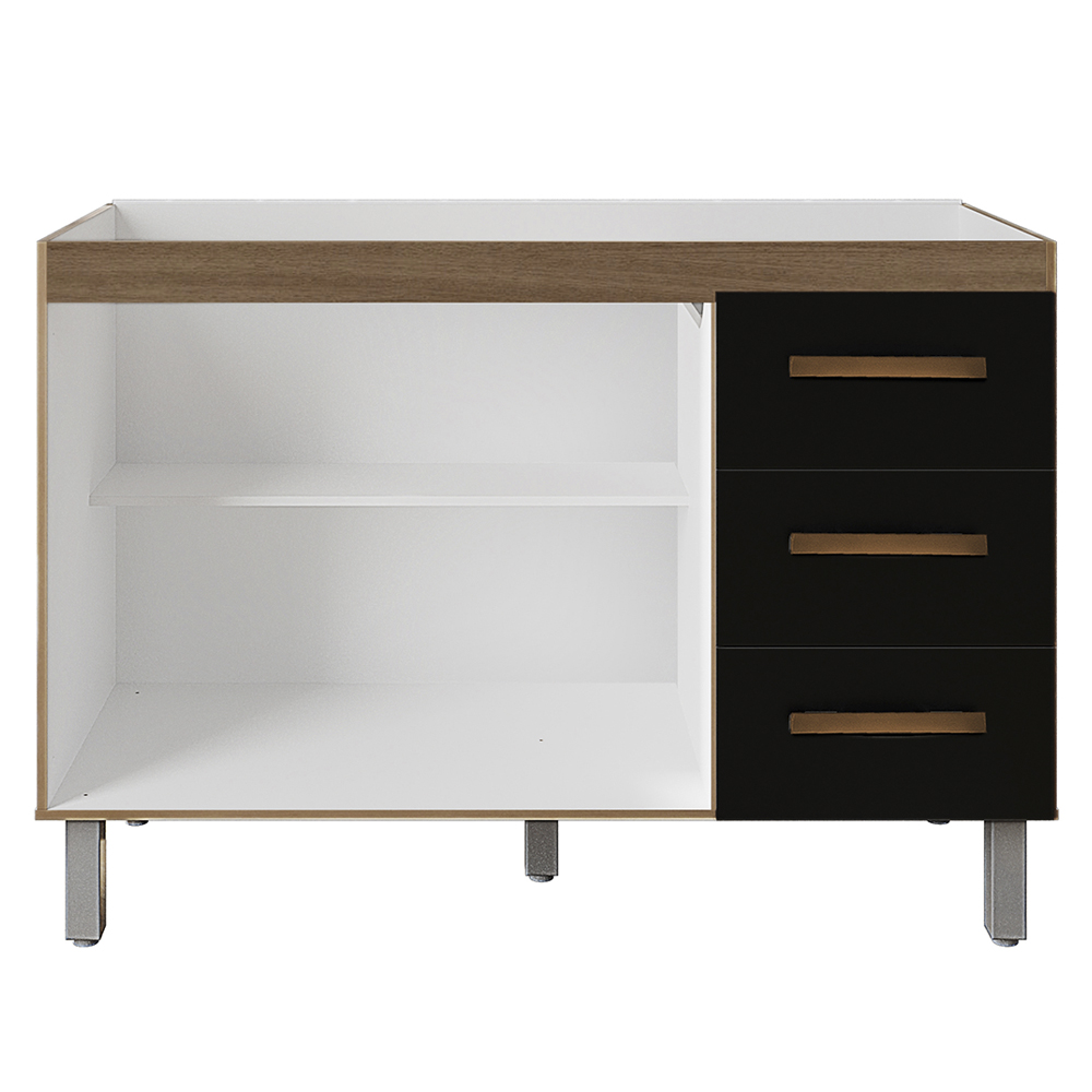 Balcao Sem Tampo Para Pia 120cm 9110 Savana Preto Mobbs