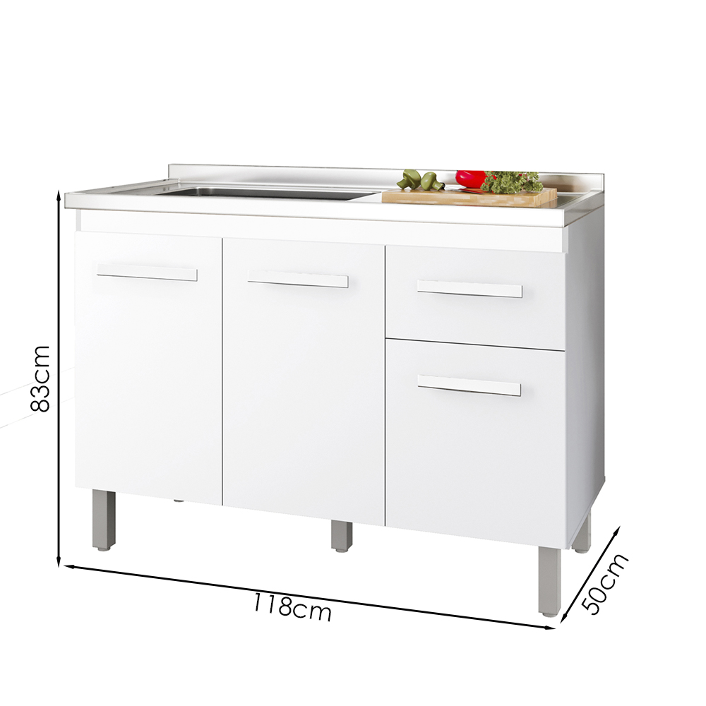 Balcao Sem Tampo Para Pia 120cm 9430 Branco Mobbs