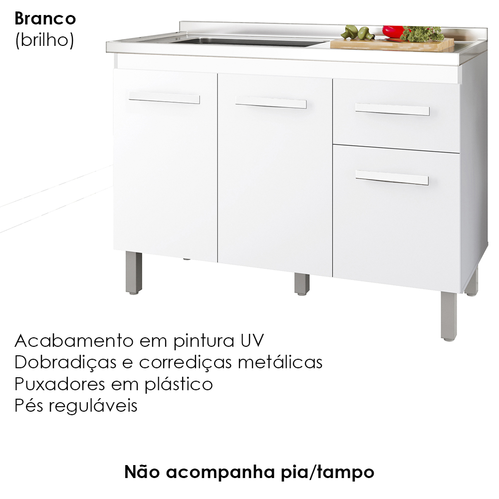 Balcao Sem Tampo Para Pia 120cm 9430 Branco Mobbs