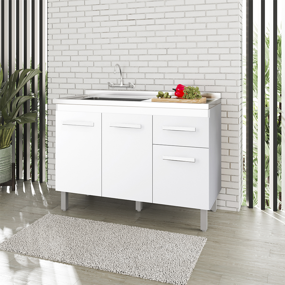 Balcao Sem Tampo Para Pia 120cm 9430 Branco Mobbs