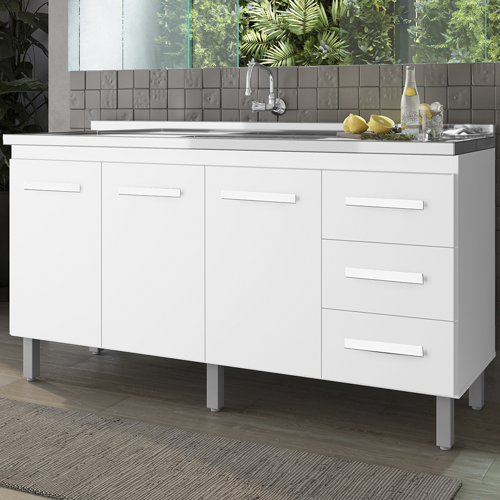 Balcao Sem Tampo Para Pia 150cm 9130 Branco Mobbs