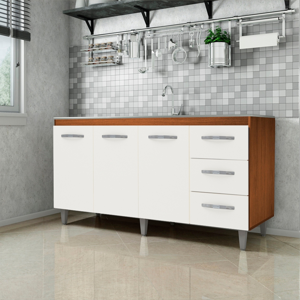 Balcao Sem Tampo Para Pia 150cm 9130 Savana Off White Mobbs