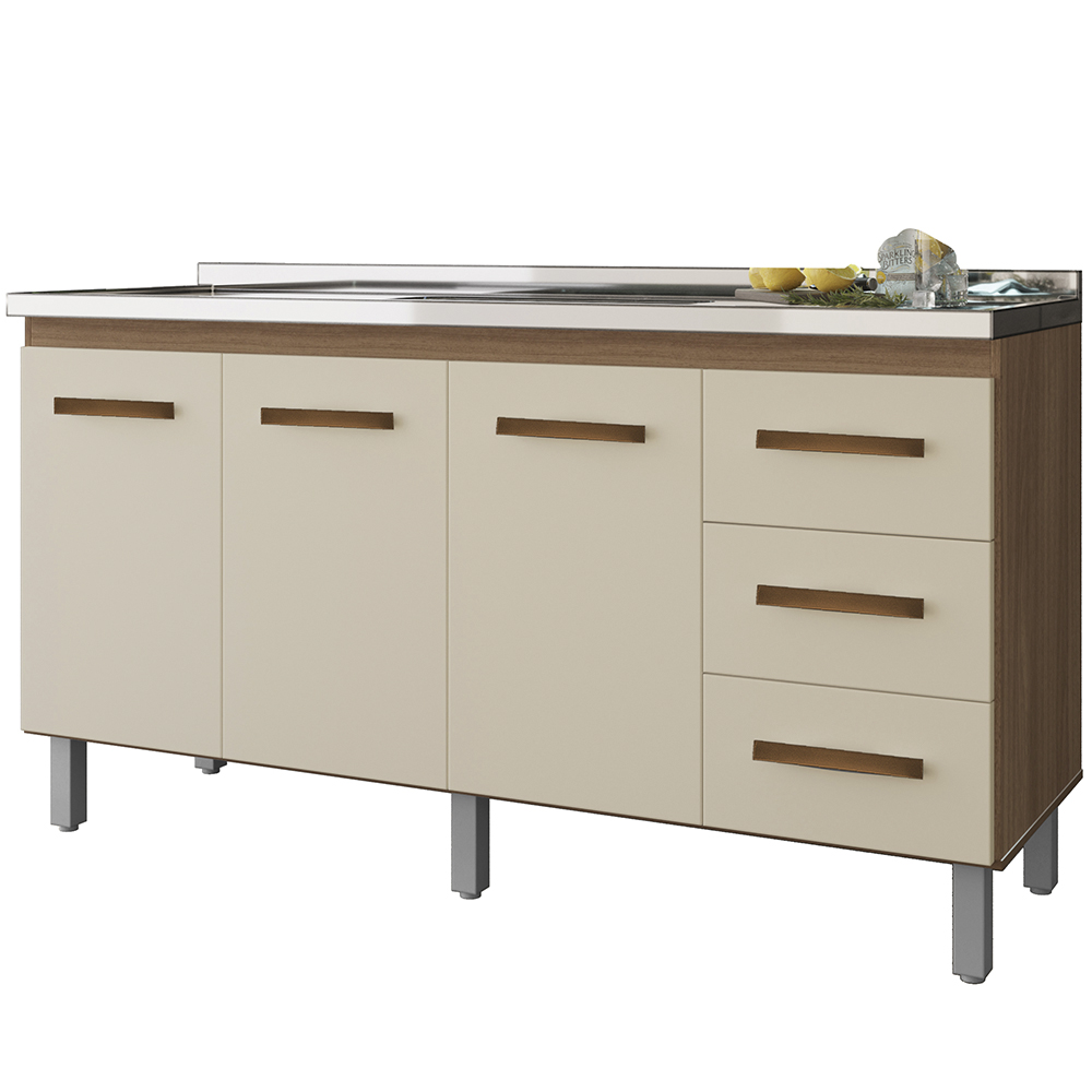 Balcao Sem Tampo Para Pia 160cm 9140 Savana Off White Mobbs