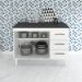Kit Balcão Cozinha Gabinete Bianca 118 cm Branco com Tampo Tampão 120 cm Bianca Preto 