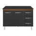 Kit Balcão Cozinha Gabinete Bianca 118 cm Savana Frente Preta com Tampo Tampão 120 cm Bianca Preto 