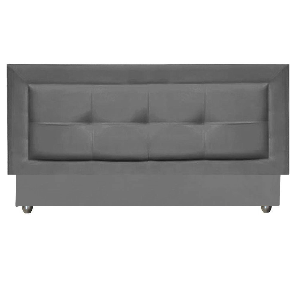 Kit Cabeceira Para Cama Box Casal Moblis Móveis Agnes 140 cm com Calçadeira Baú Agnes Casal 140 cm Cinza 