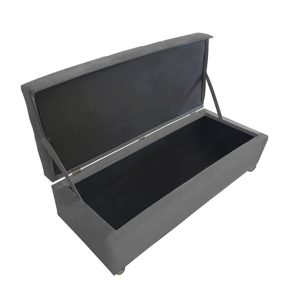 Kit Cabeceira Para Cama Box Casal Moblis Móveis Agnes 140 cm com Calçadeira Baú Agnes Casal 140 cm Cinza 