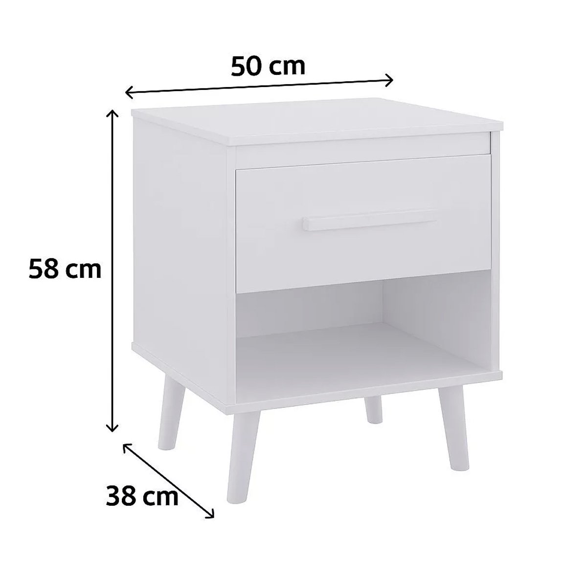 Mesa de Cabeceira com 1 Gaveta e Nicho Lima Branco