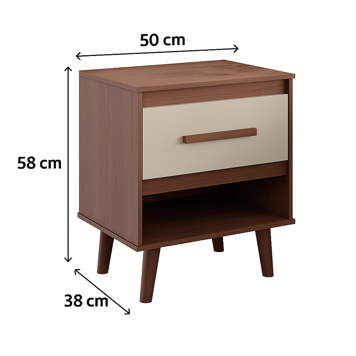Mesa de Cabeceira com 1 Gaveta e Nicho Lima Savana / Off White