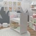 Mini Berço Compacto Portátil Para Bebê com Grade Movel Rodízio Colchão Suporte Para Mosquiteiro e Prateleira Branco 
