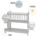 Mini Berço Compacto Portátil Para Bebê com Grade Movel Rodízio Colchão Suporte Para Mosquiteiro e Prateleira Branco 