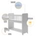 Mini Berço Compacto Portátil Para Bebê com Rodízio Colchão Suporte Para Mosquiteiro e Prateleira Branco 