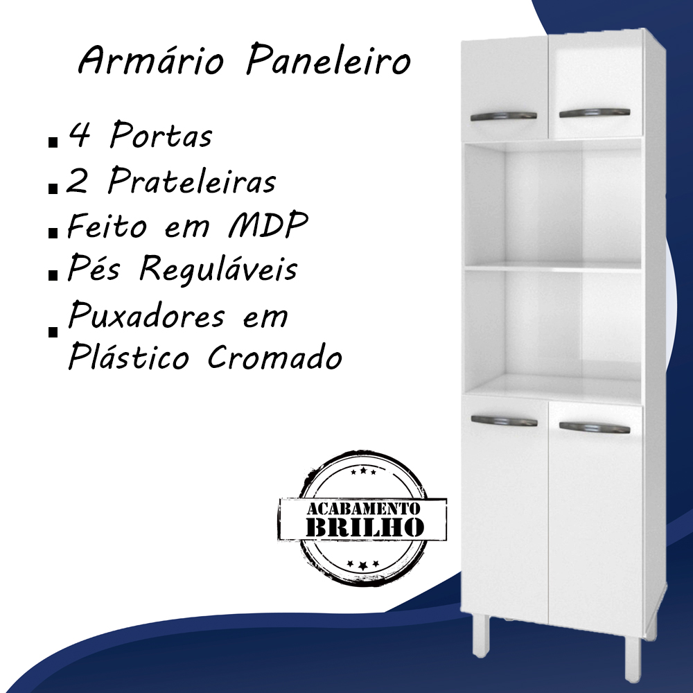 Paneleiro 4 Portas 197x60cm 9170 Branco Mobbs