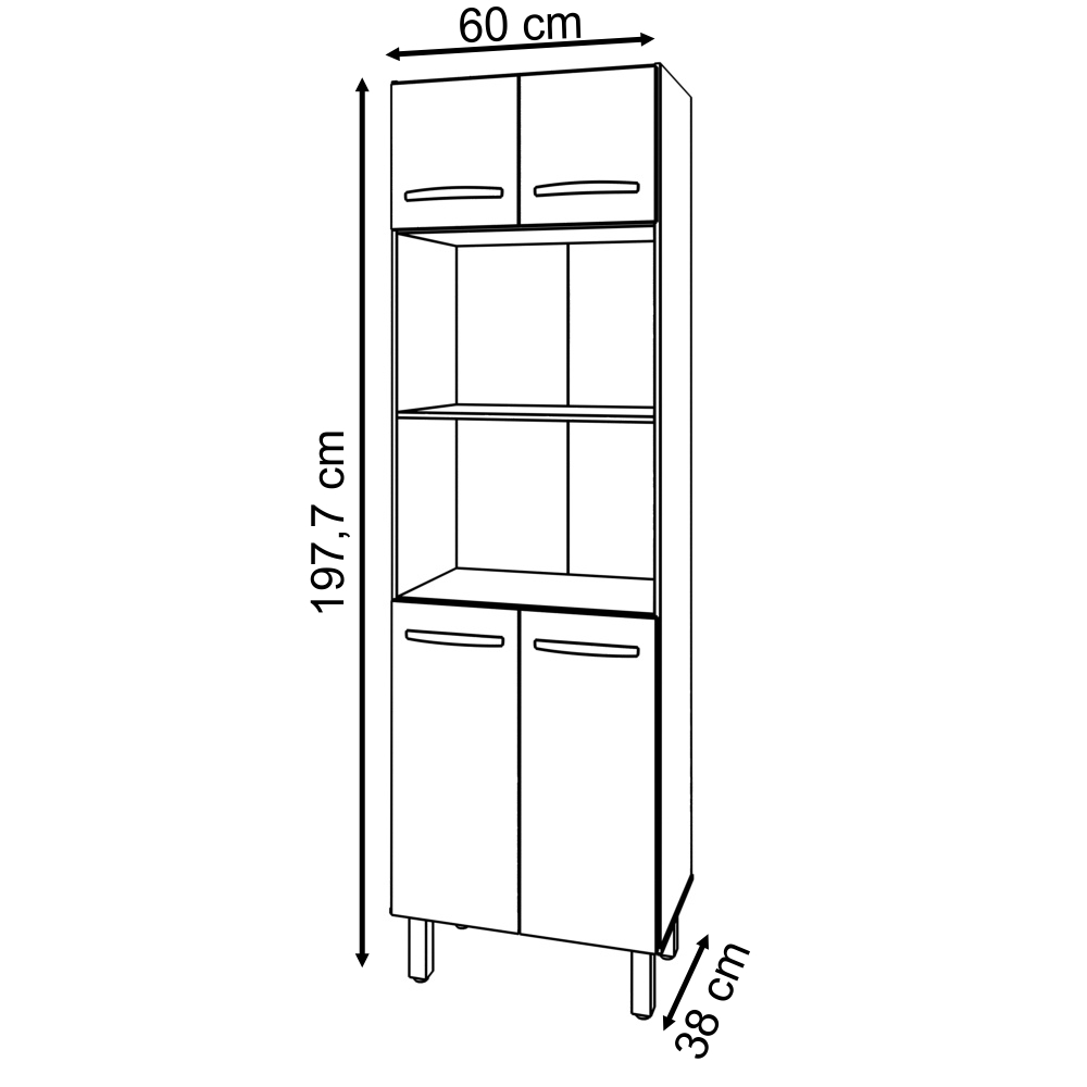 Paneleiro 4 Portas 197x60cm 9170 Branco Mobbs