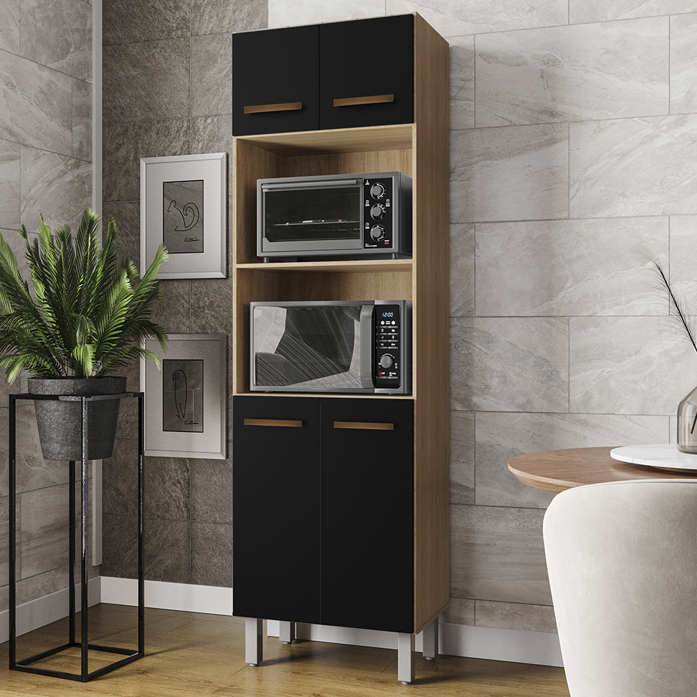 Paneleiro 4 Portas 197x60cm 9170 Savana Preto Mobbs
