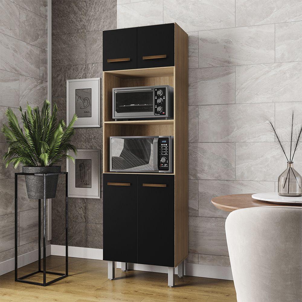 Paneleiro 4 Portas 197x60cm 9170 Savana Preto Mobbs