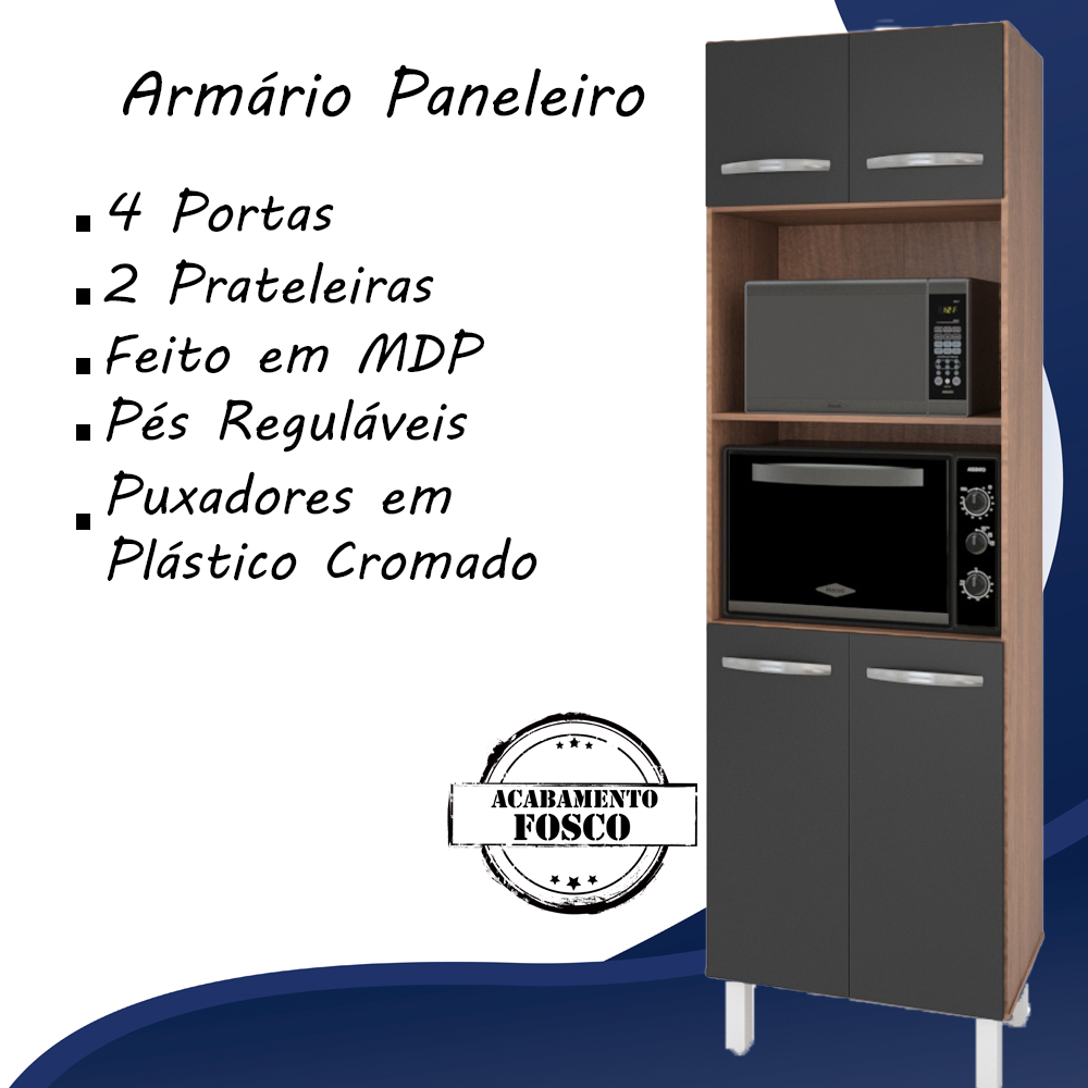 Paneleiro 4 Portas 197x60cm 9170 Savana Preto Mobbs