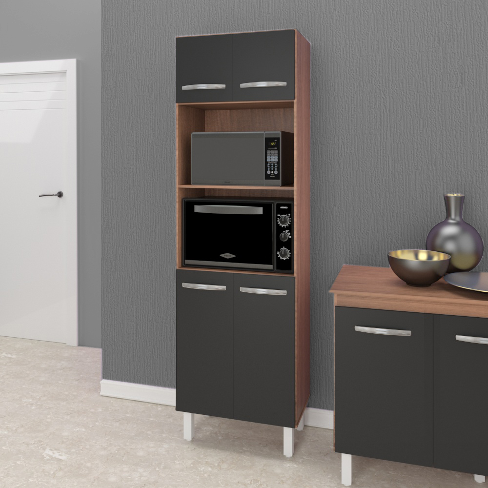 Paneleiro 4 Portas 197x60cm 9170 Savana Preto Mobbs