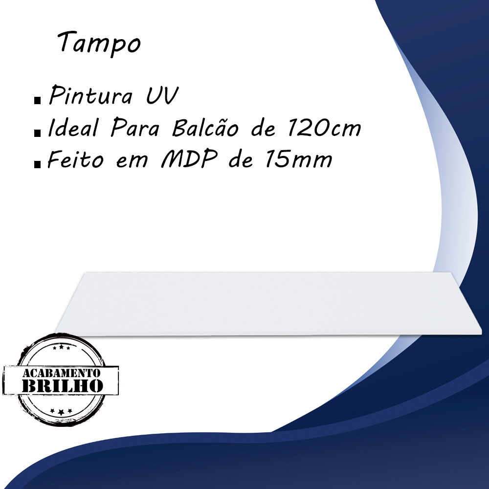 Tampo Para Balcao 120cm 9300 Branco Mobbs