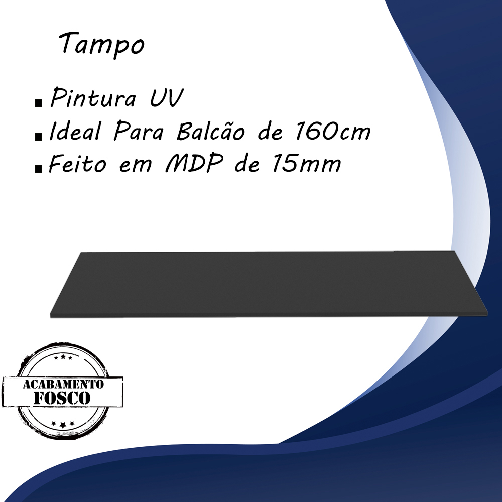 Tampo Para Balcao 160cm 9320 Preto Mobbs