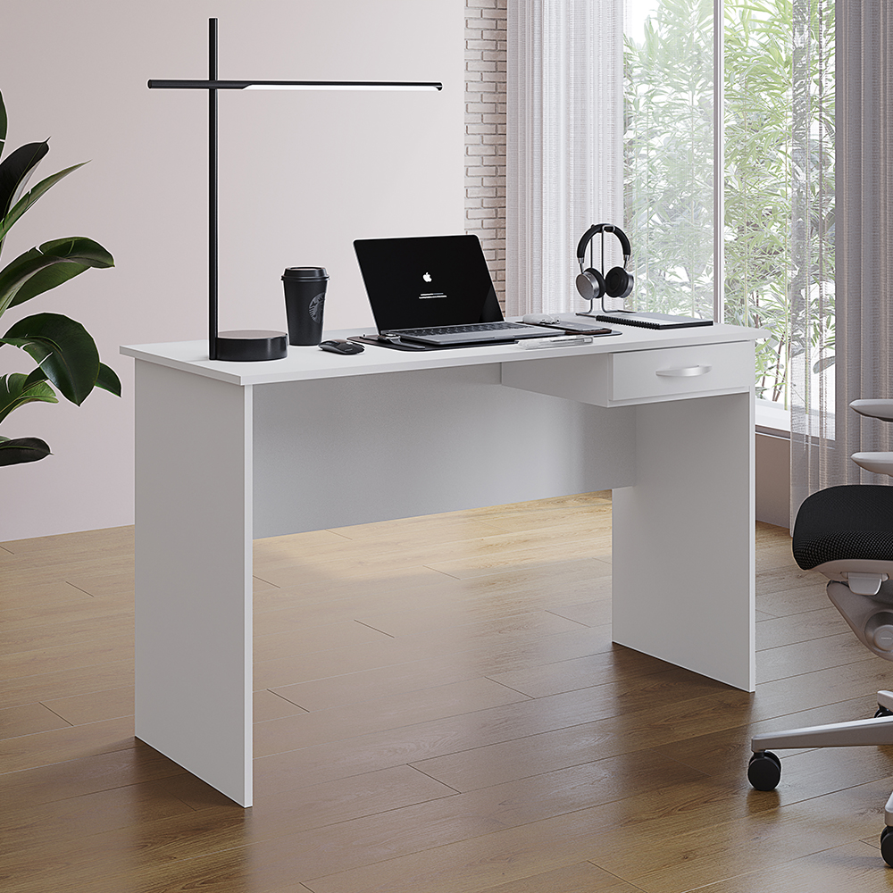 Mesa Para Escritorio 1 Gaveta 120 cm 6901 Branco Mobbs