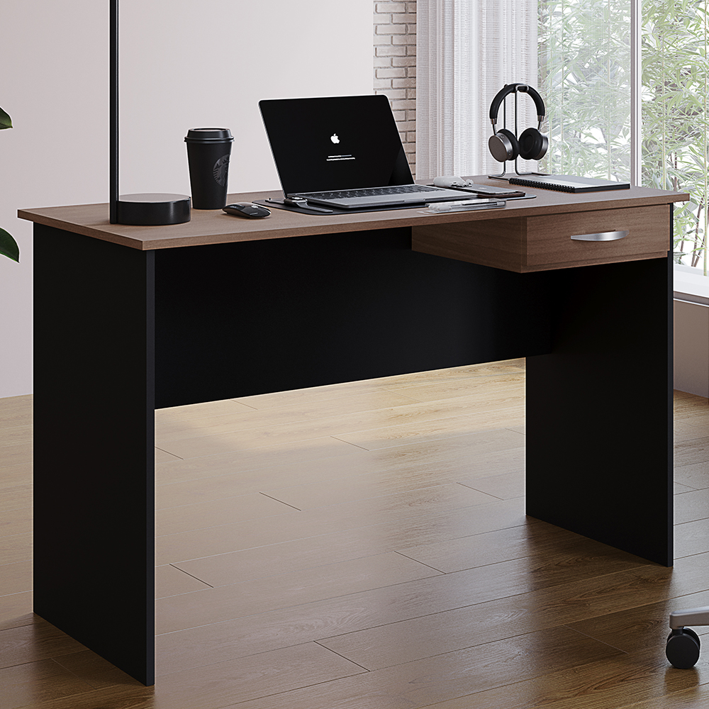 Mesa Para Escritorio 1 Gaveta 120 cm 6901 Savana Preto Mobbs