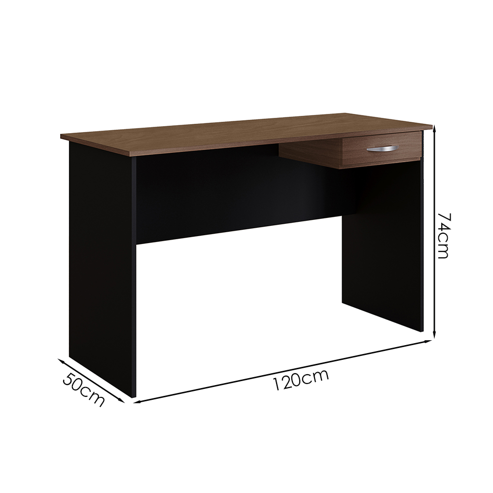 Mesa Para Escritorio 1 Gaveta 120 cm 6901 Savana Preto Mobbs
