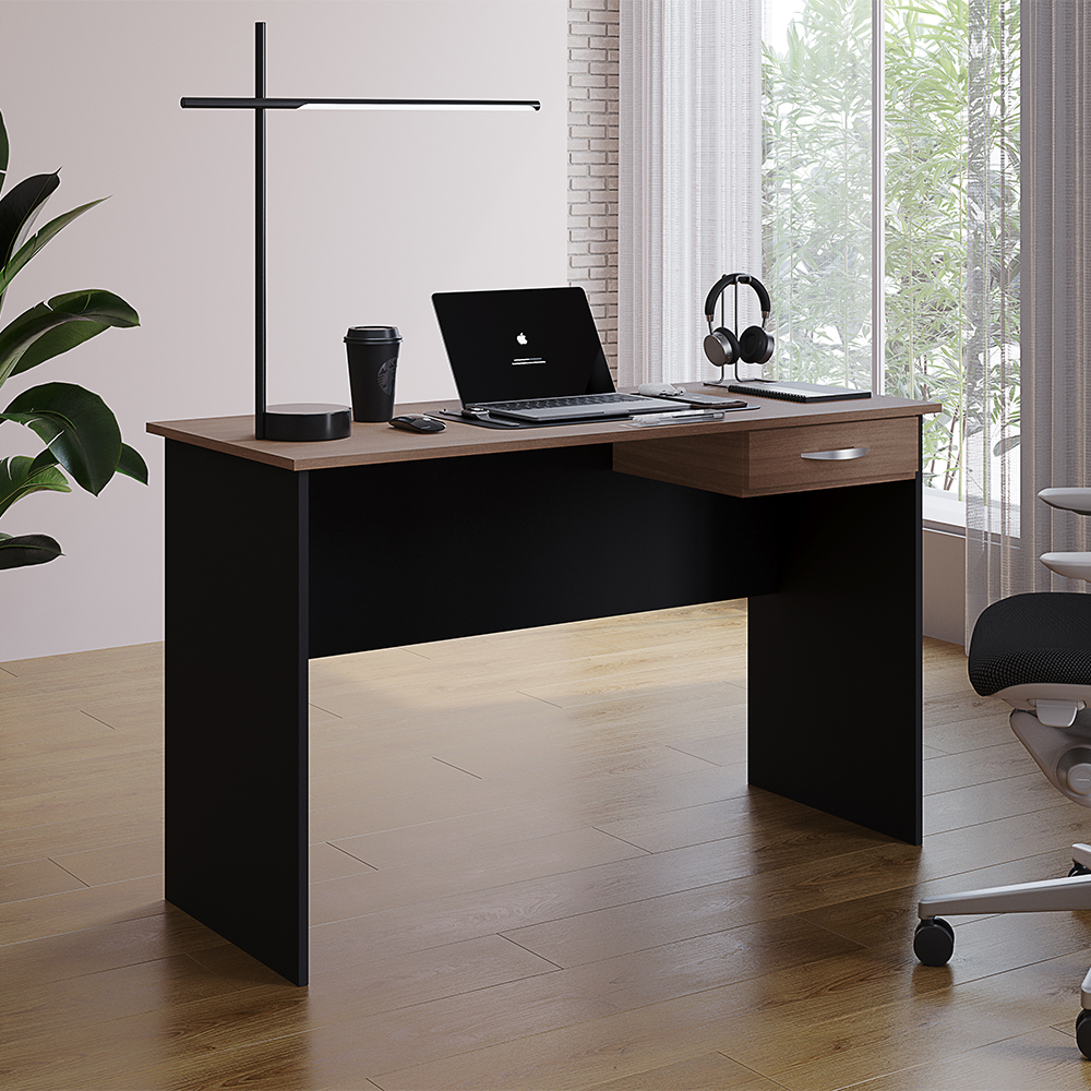 Mesa Para Escritorio 1 Gaveta 120 cm 6901 Savana Preto Mobbs
