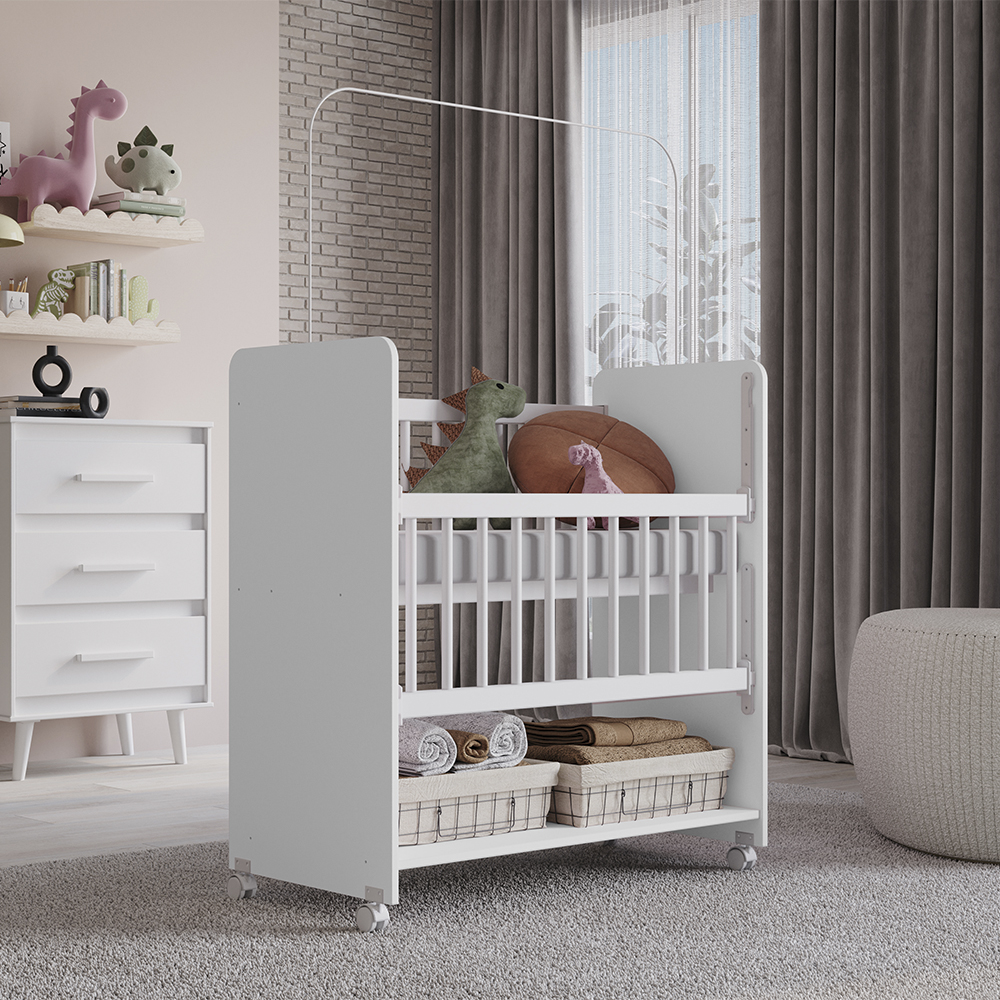 Mini Berço Grade Movel 89 cm Outside Branco Mobbs