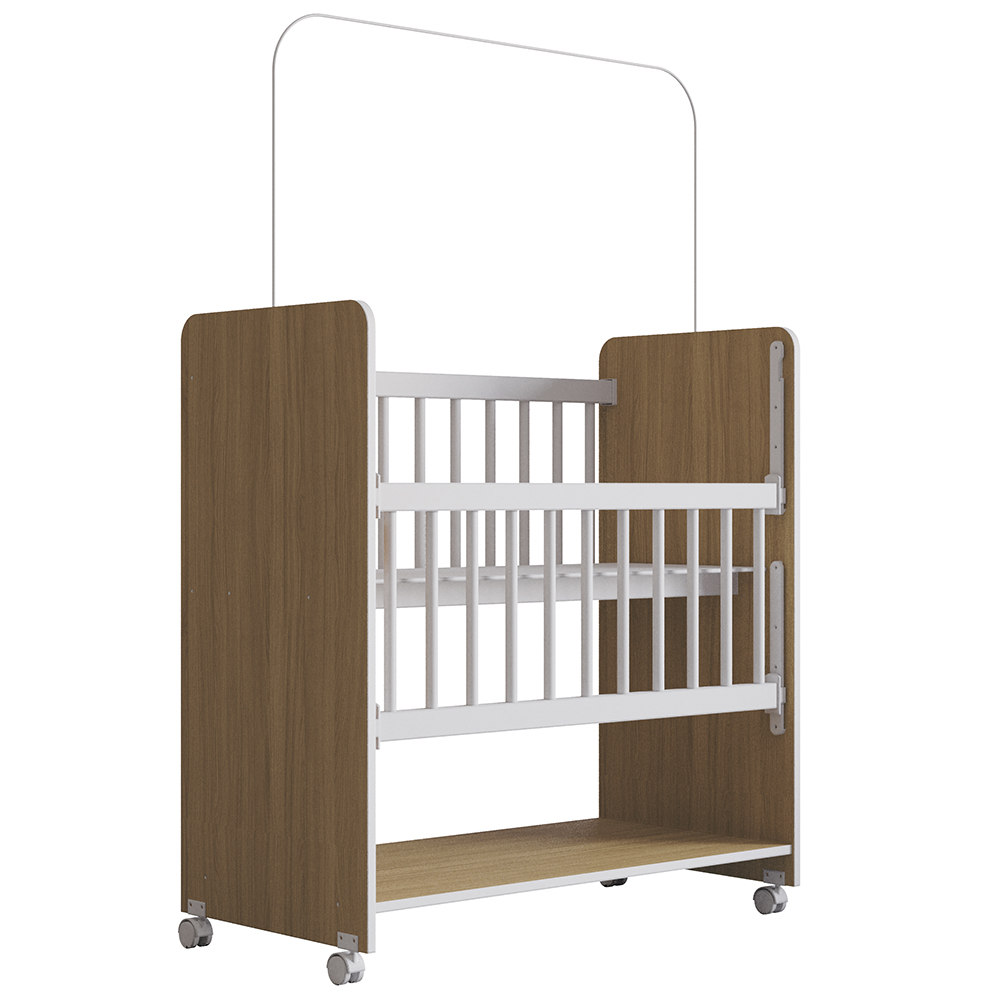 Mini Berço Grade Movel 89 cm Outside Branco Nature Mobbs
