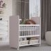 Mini Berço Grade Movel 89 cm Outside Branco Rosa Mobbs