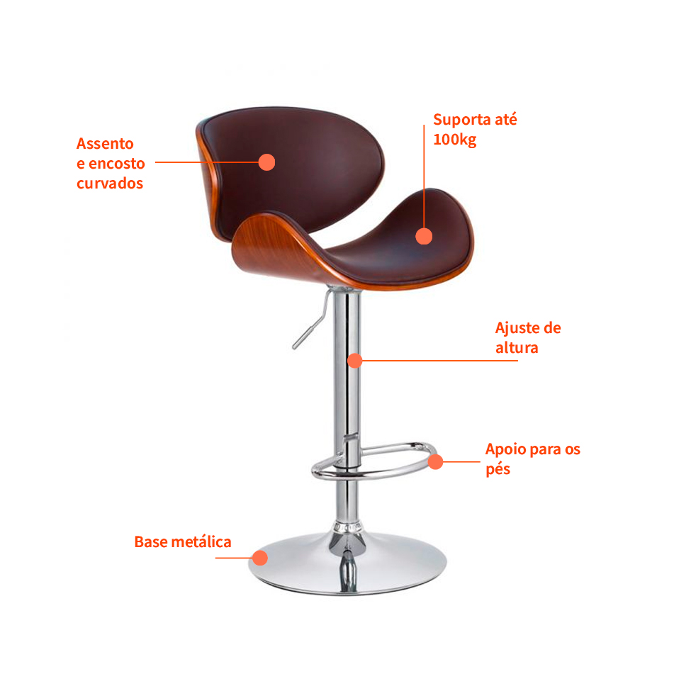 [OUTLET] Banqueta Giratória Amsterdam Marrom