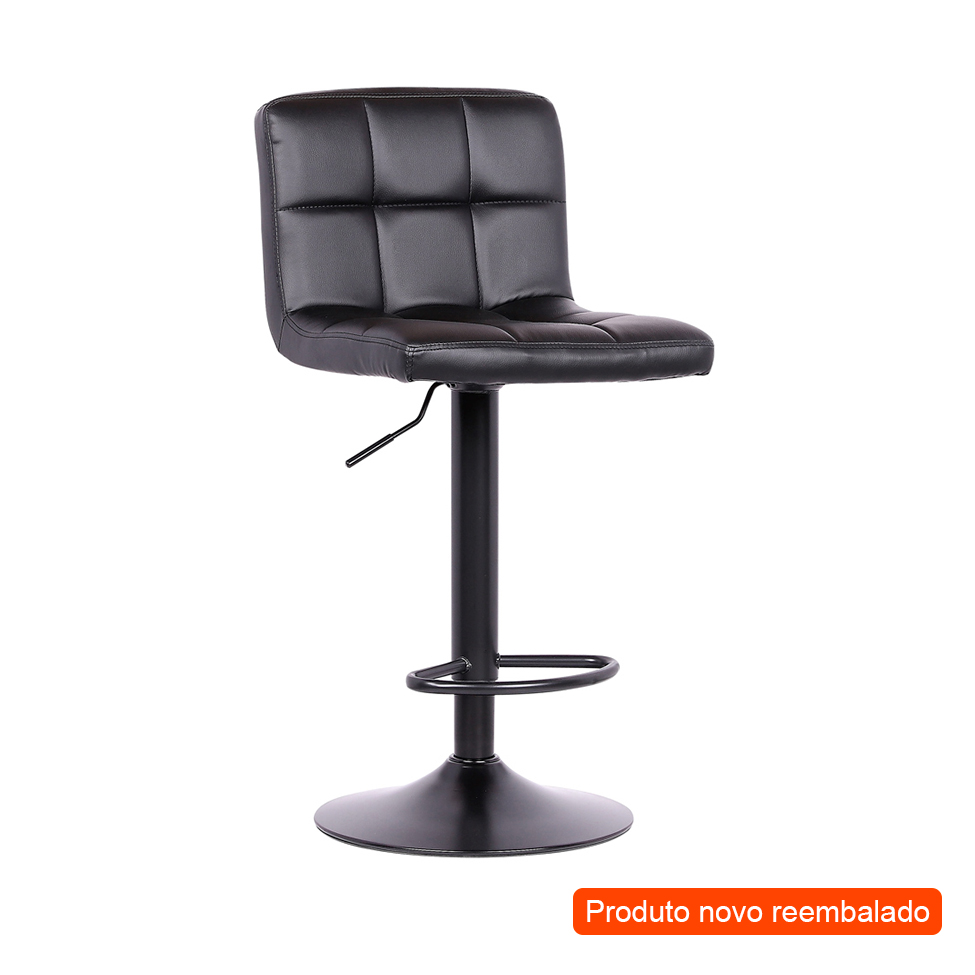 [OUTLET] Banqueta Giratória Fitz Alberta Preta