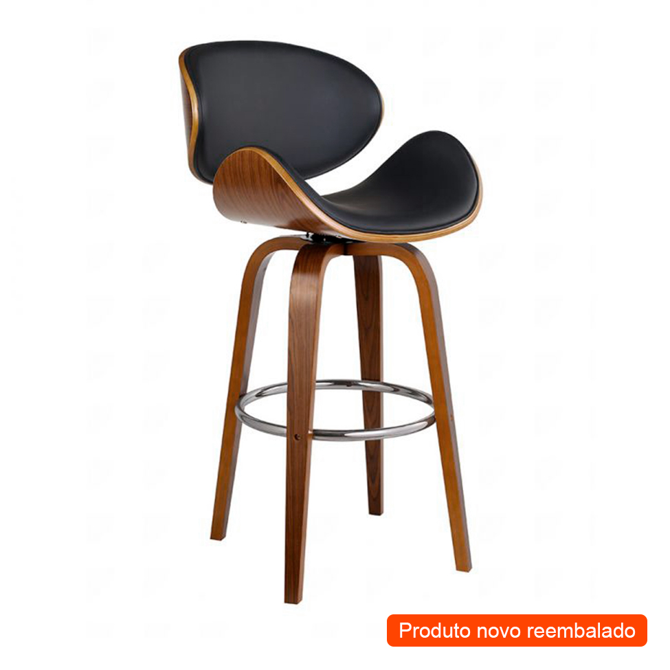 [OUTLET] Banqueta Giratória Helmond Preta