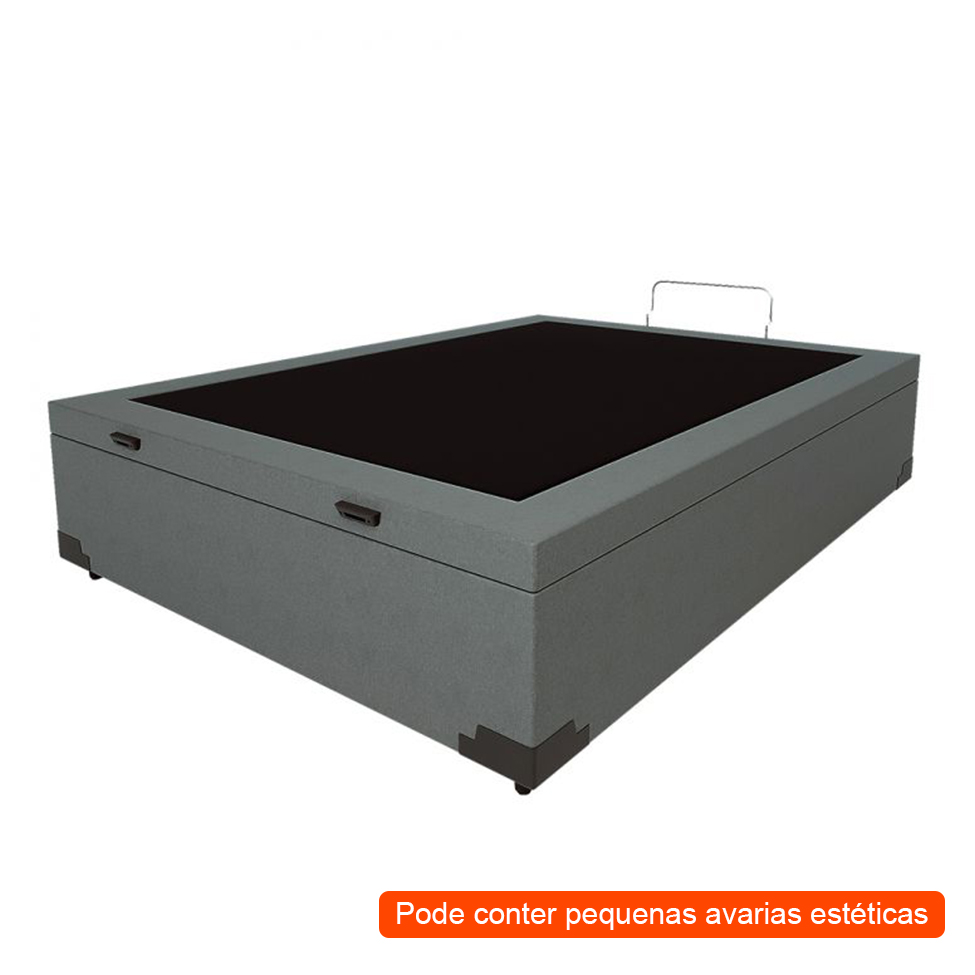[OUTLET] Base para Cama Box Casal Martin Premium com Baú Linho (47x138x188 cm) Cinza
