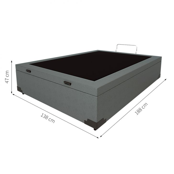 [OUTLET] Base para Cama Box Casal Martin Premium com Baú Linho (47x138x188 cm) Cinza