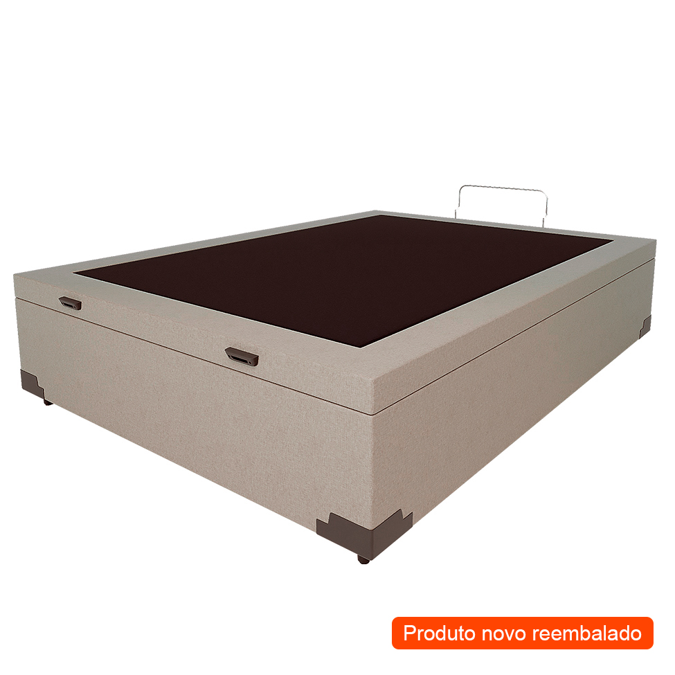 [OUTLET] Base para Cama Box Casal Martin Premium com Baú Linho (47x138x188 cm) Cru