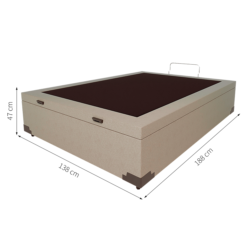 [OUTLET] Base para Cama Box Casal Martin Premium com Baú Linho (47x138x188 cm) Cru