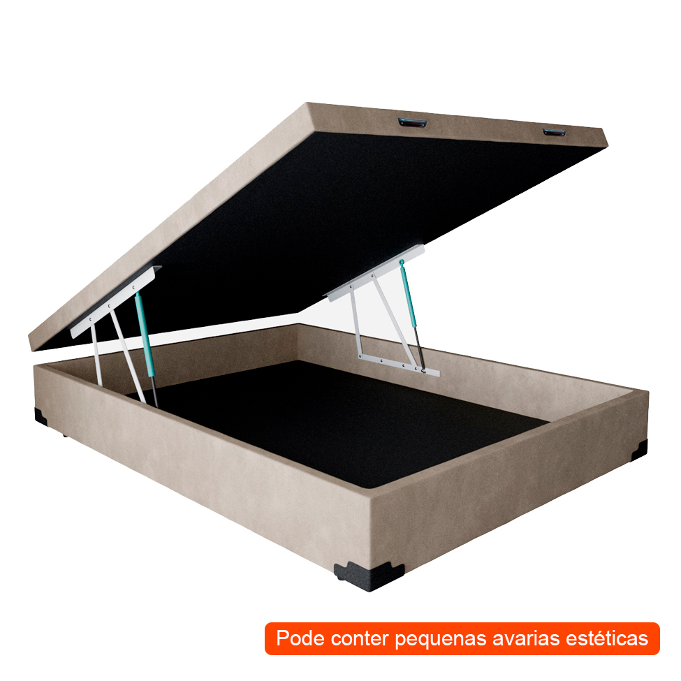 [OUTLET] Base para Cama Box Casal Martin Premium com Baú Suede (45x138x188) Bege