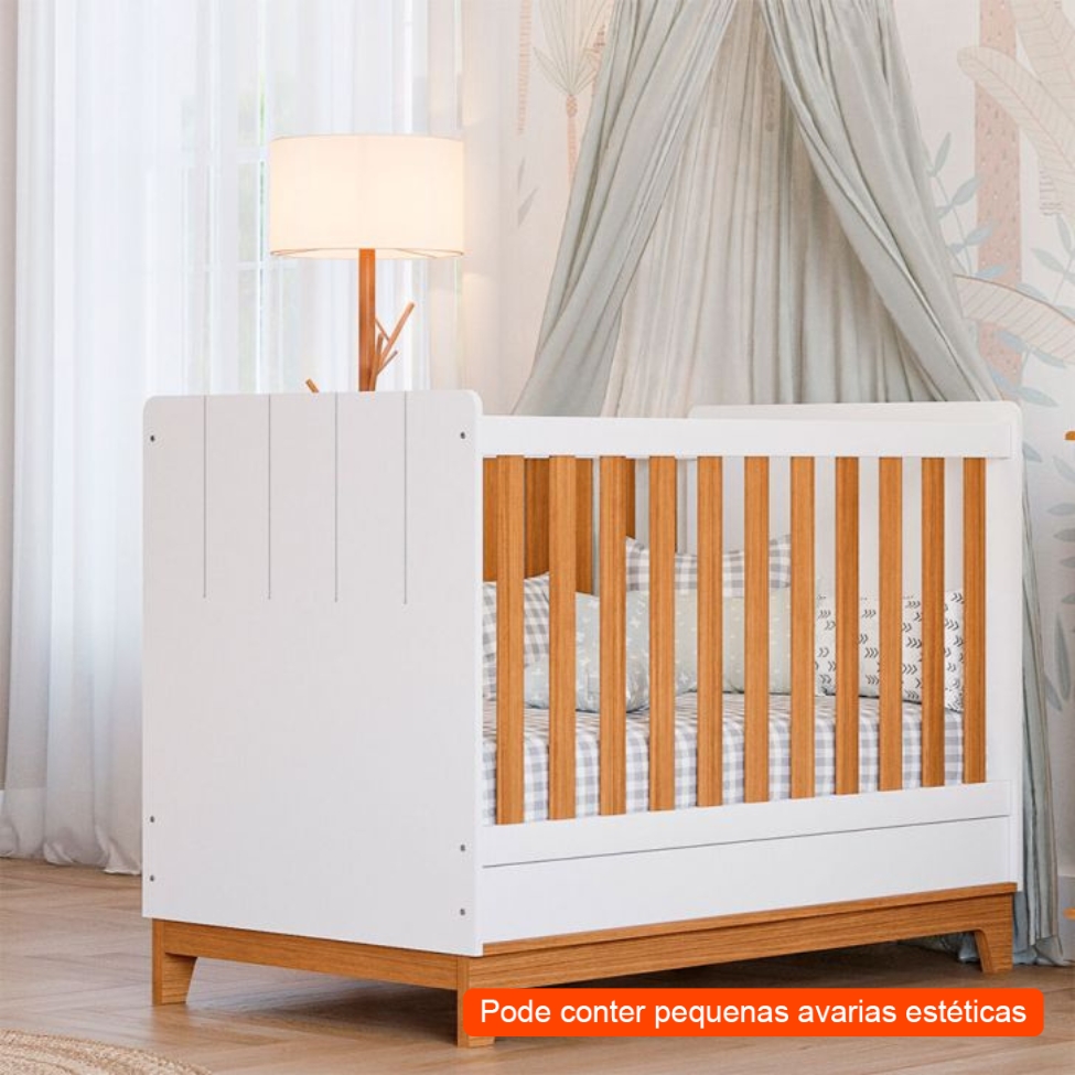 [OUTLET] Berço Minicama Biscoito Branco e Nature
